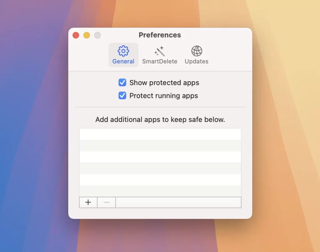 General
Show protected apps
Protect running apps
Add additional apps to keep safe below.